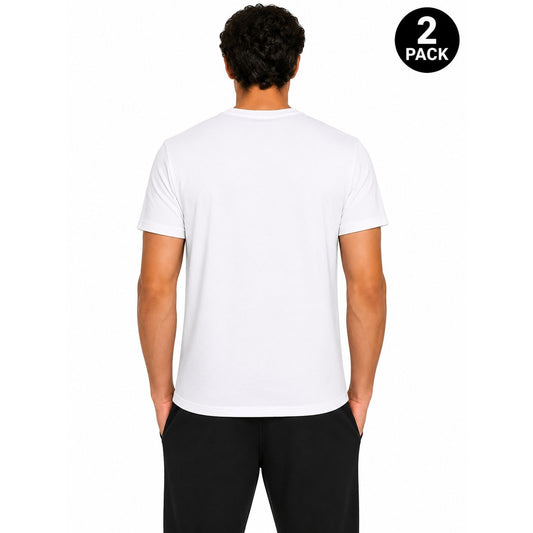 T-shirt Intima Uomo Bianca Roberto Cavalli Underwear; Tessuto 95% cotone e 5% elastan a maniche corte con scollo a girocollo. Taglio aderente comfort per tutte le stagioni. Vista posteriore