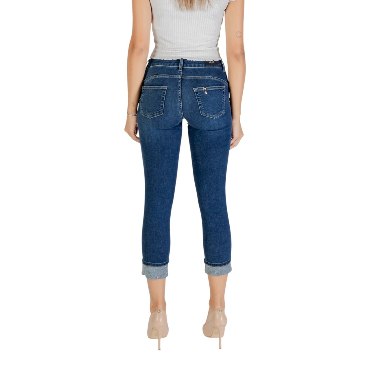 Liu Jo Jeans Donna Blu con Zip Bottone Tasche Anteriori Posteriori Effetto Consumato in Cotone 92% Elastan 2% Elastomultiestere 6% Autunno/Inverno UF5006 D4615