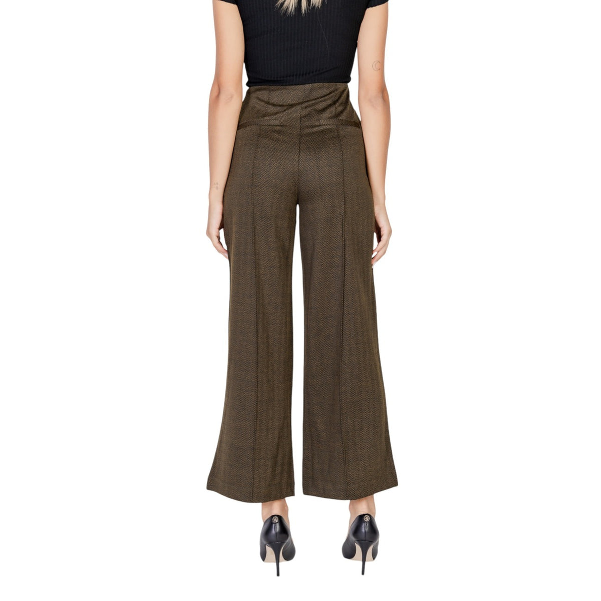 Ichi Pantaloni Donna Verde Gessato con Cerniera Tasche Laterali 73% Poliestere 25% Viscosa 2% Lycra Autunno/Inverno 20121602