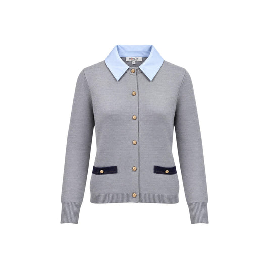 Cardigan grigio donna Morgan De Toi con colletto a polo – Cardigan in maglia con bottoni Morgan 262-MDADA.