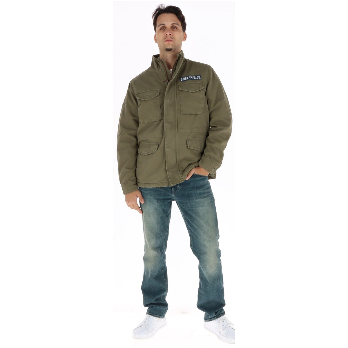 Giacca militare uomo Superdry M65 Borg – Field jacket verde con fodera agnellino M5012482A.