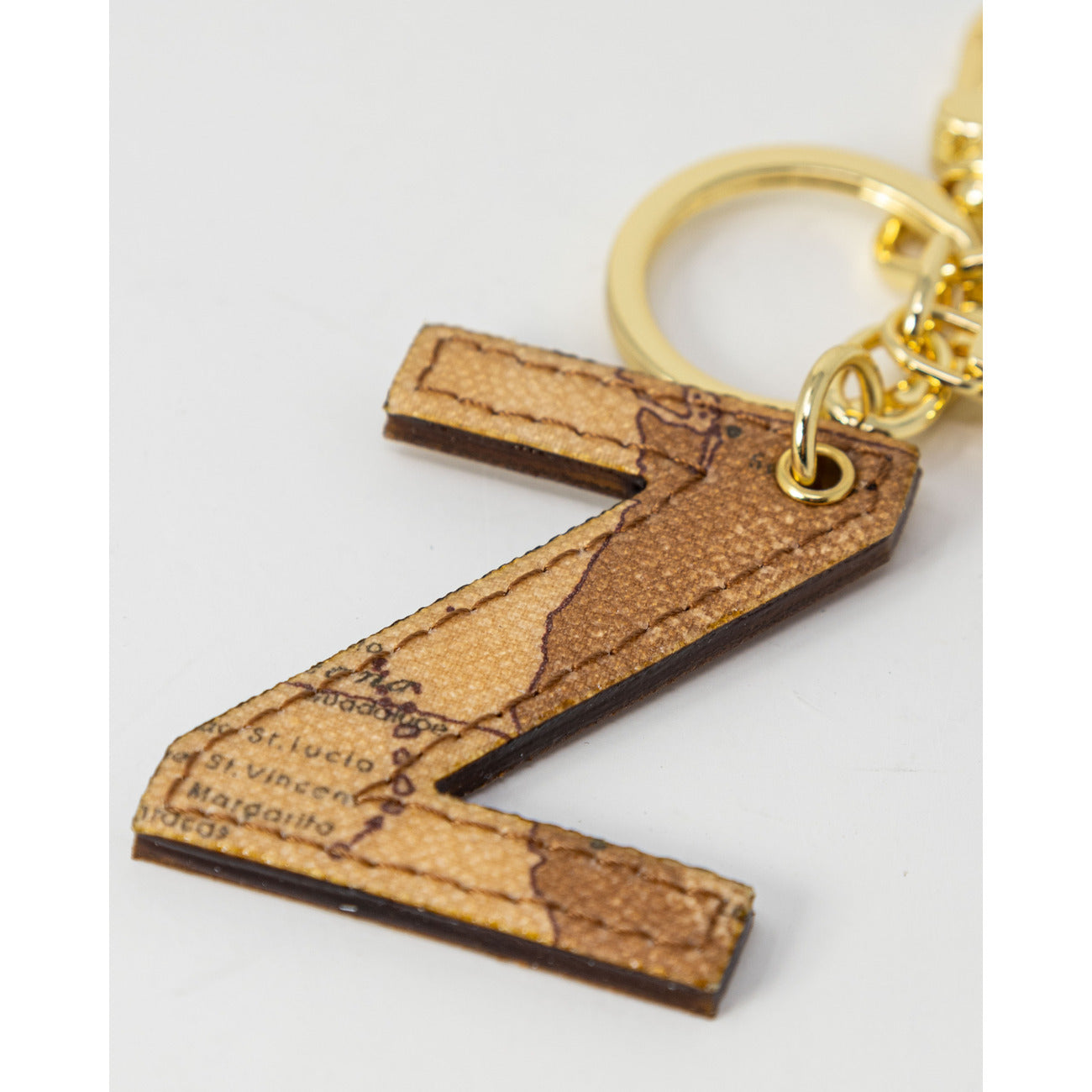 Alviero Martini Prima Classe Portachiavi Donna Beige Stampa Geo 100% Pelle Accessori Moda P00Z 6000