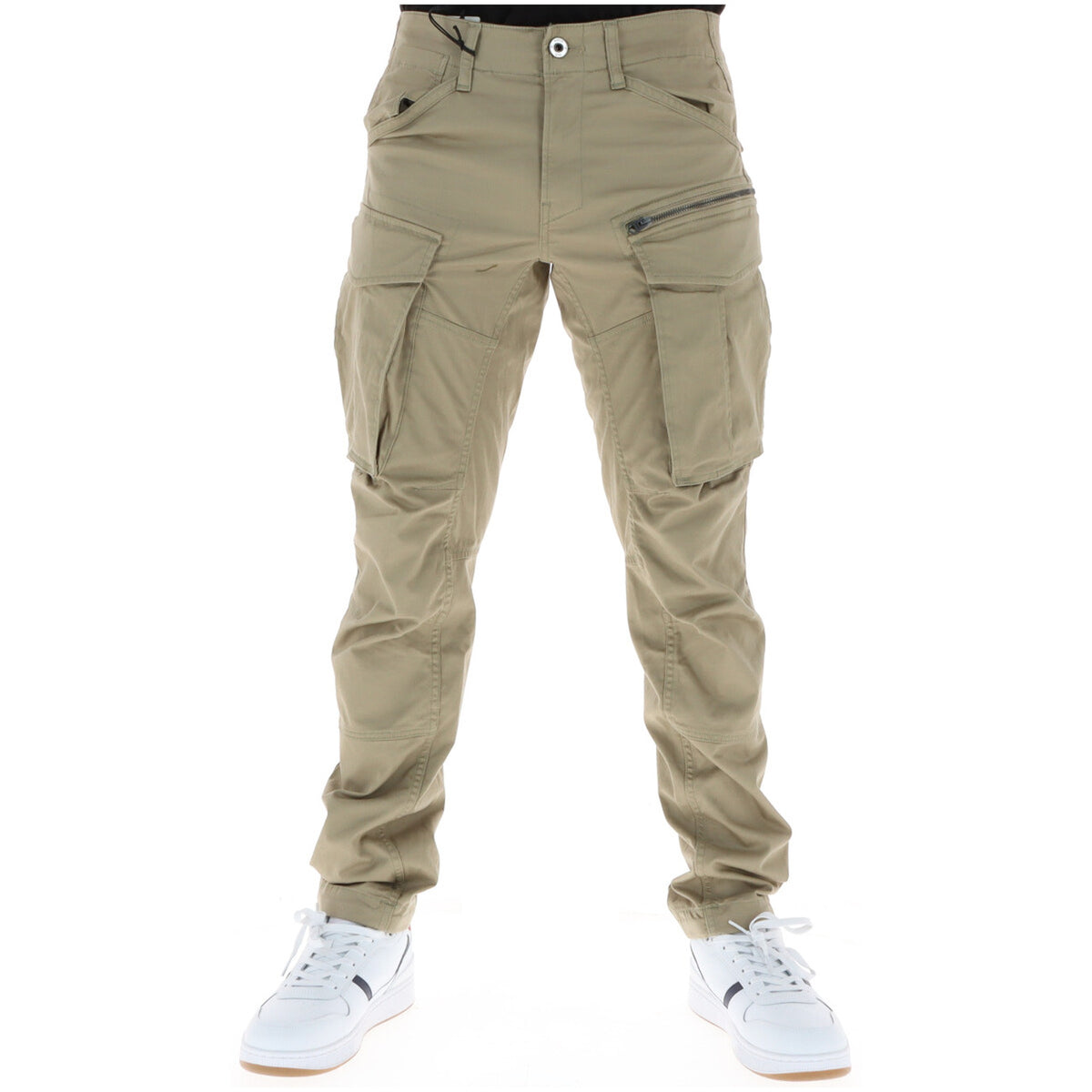 G-STAR Tapered Cargo Beige; vita bassa, multitasche, chiusura lampo. Lo stile utility-urban definitivo in puro cotone.