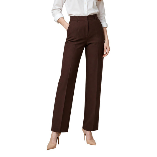 Pantaloni marroni donna a sigaretta Morgan De Toi 242-POYA.F. Pantalone elegante da cerimonia ed ufficio slim fit in tessuto elasticizzato ecosostenibile.