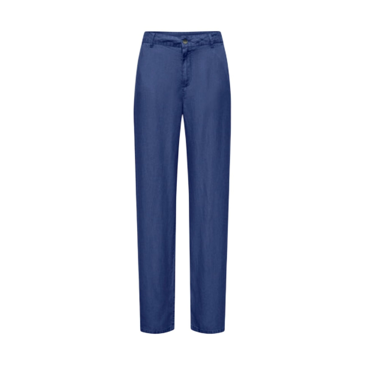Pantaloni Only Onlcharis Life; 100% Tencel, vita media, gamba larga a palazzo. Chiusura zip e bottone, tasche laterali, tessuto fluido e traspirante. Capo ecosostenibile, leggero e ultra-confortevole. Vista frontale