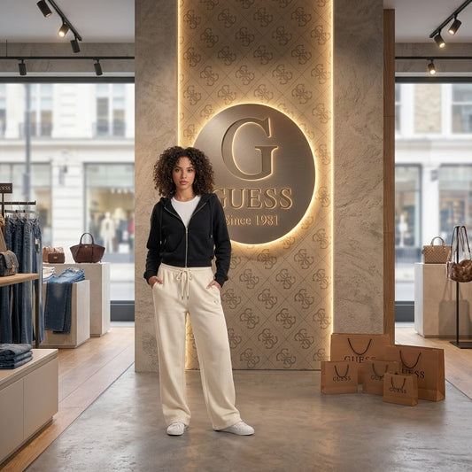 Guess Collezione ELSA Donna: Felpa Full Zip e Pantaloni Wide Leg su Riflesso Fashion
