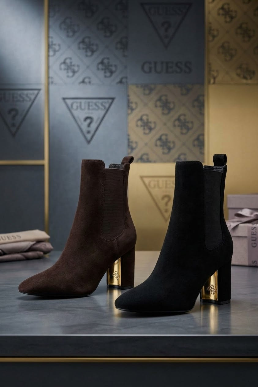 Guess Stivali in Suede Fiery Donna FLFFIESUE10: Brown e Nero su Riflesso Fashion