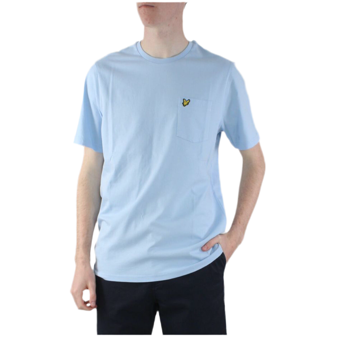 Lyle & Scott T-Shirt Uomo Azzurra Stampa Tasca Manica Corta Scollo Tondo 100% Cotone Primavera/Estate TS2022V