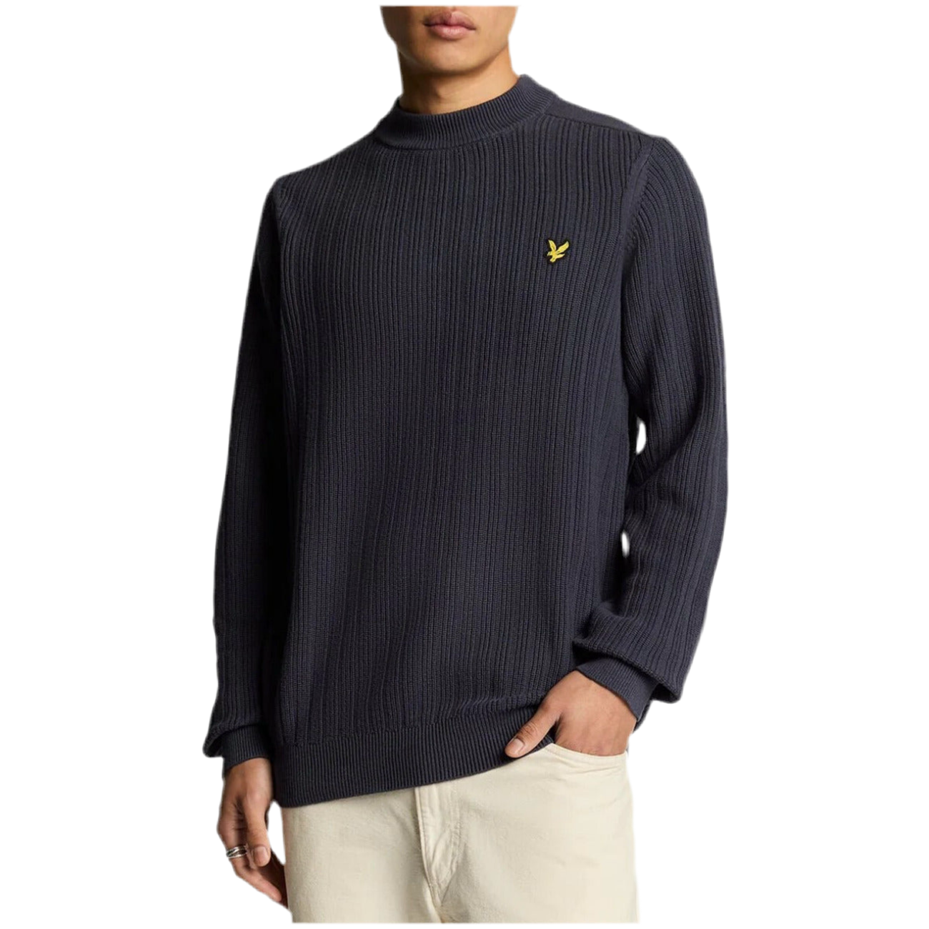 Lyle & Scott Maglia Uomo Nera con Maniche Lunghe Scollo Tondo in Cotone 100% KN2130V