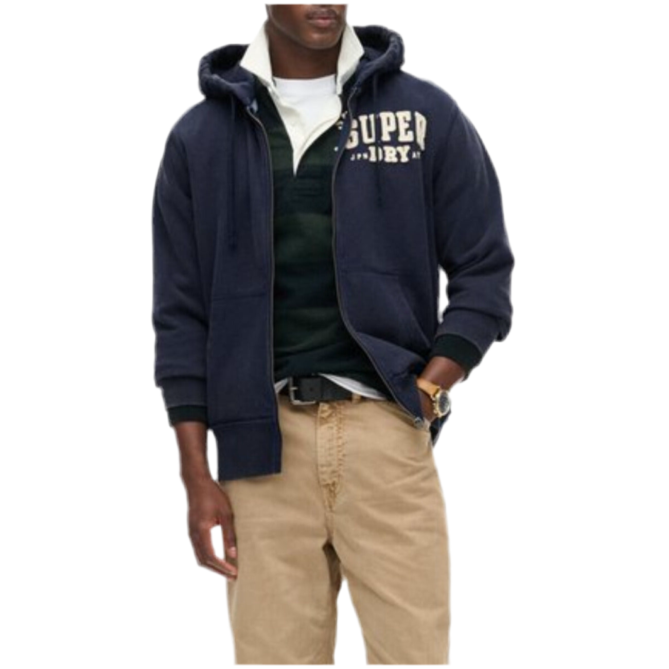 Superdry Felpa Uomo Bordeaux con Zip Cappuccio Stampa Maniche Lunghe Tasche Anteriori Effetto Consumato in Cotone 100% Autunno/Inverno M2014116A