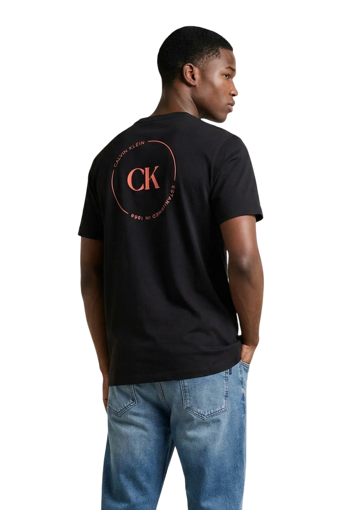 T-shirt uomo Calvin Klein Jeans nera in cotone a maniche corte primavera estate - vista posteriore
