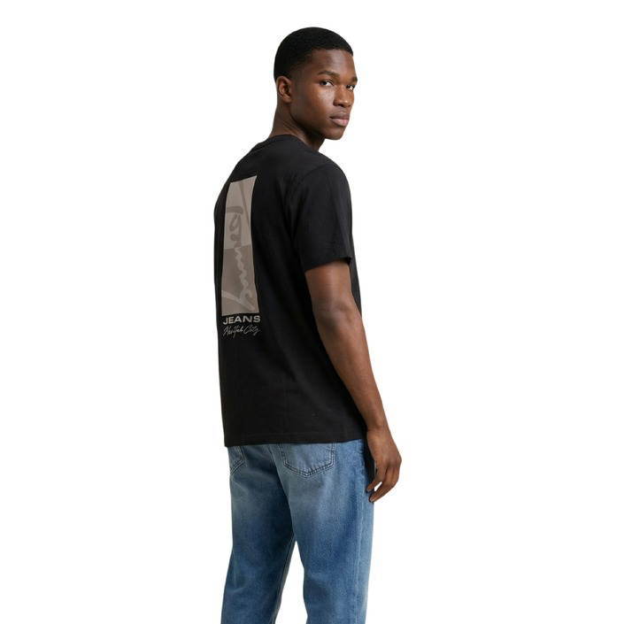 Tommy Hilfiger Jeans T-Shirt nera con stampa SIGN BLOCK TEE maniche corte Uomo Vista posteriore 