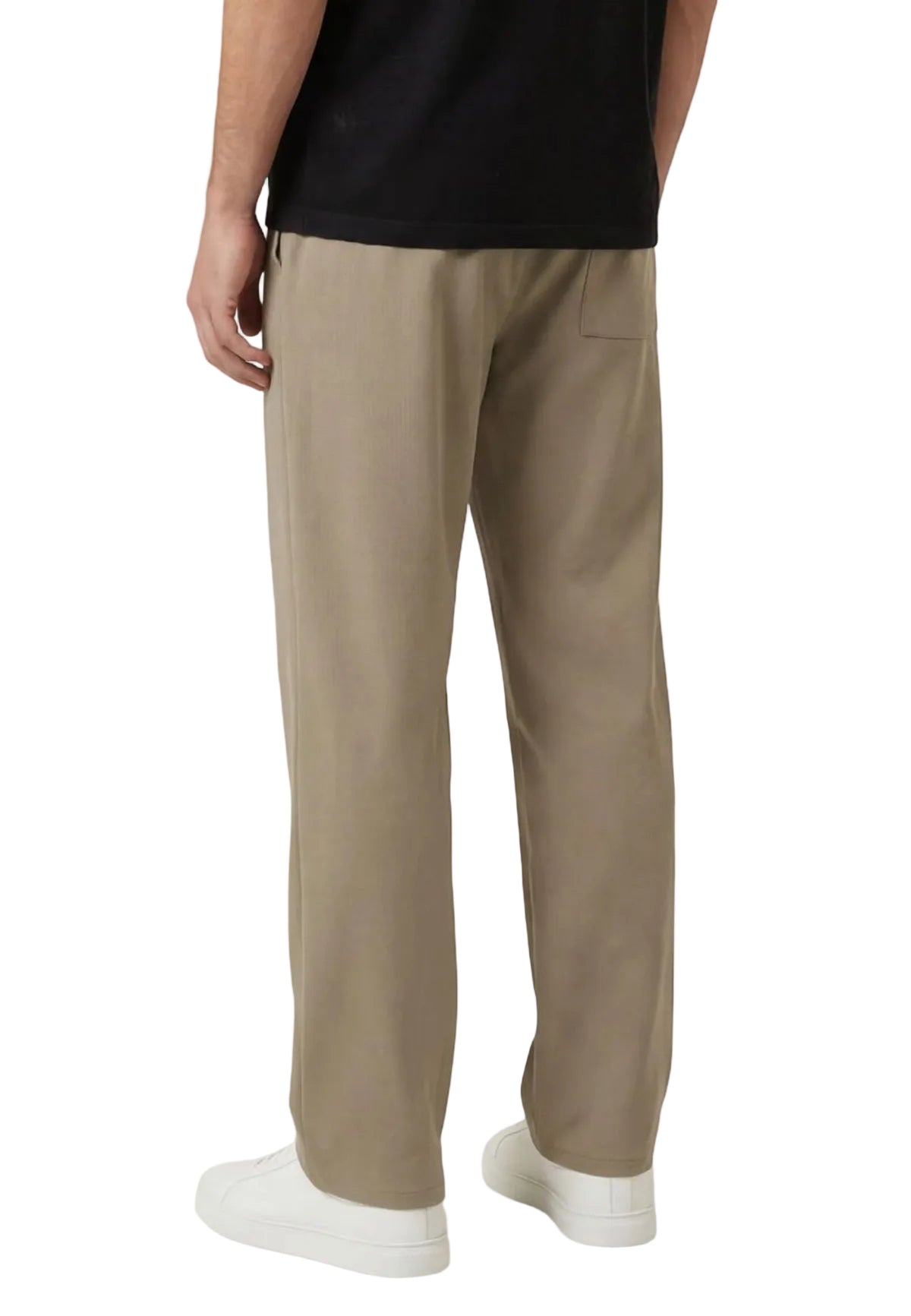 Pantaloni marroni loose fit Only & Sons Onswill con coulisse e pieghe frontali, realizzati in poliestere riciclato e viscosa, ideali per look da ufficio rilassato. Vista posteriore