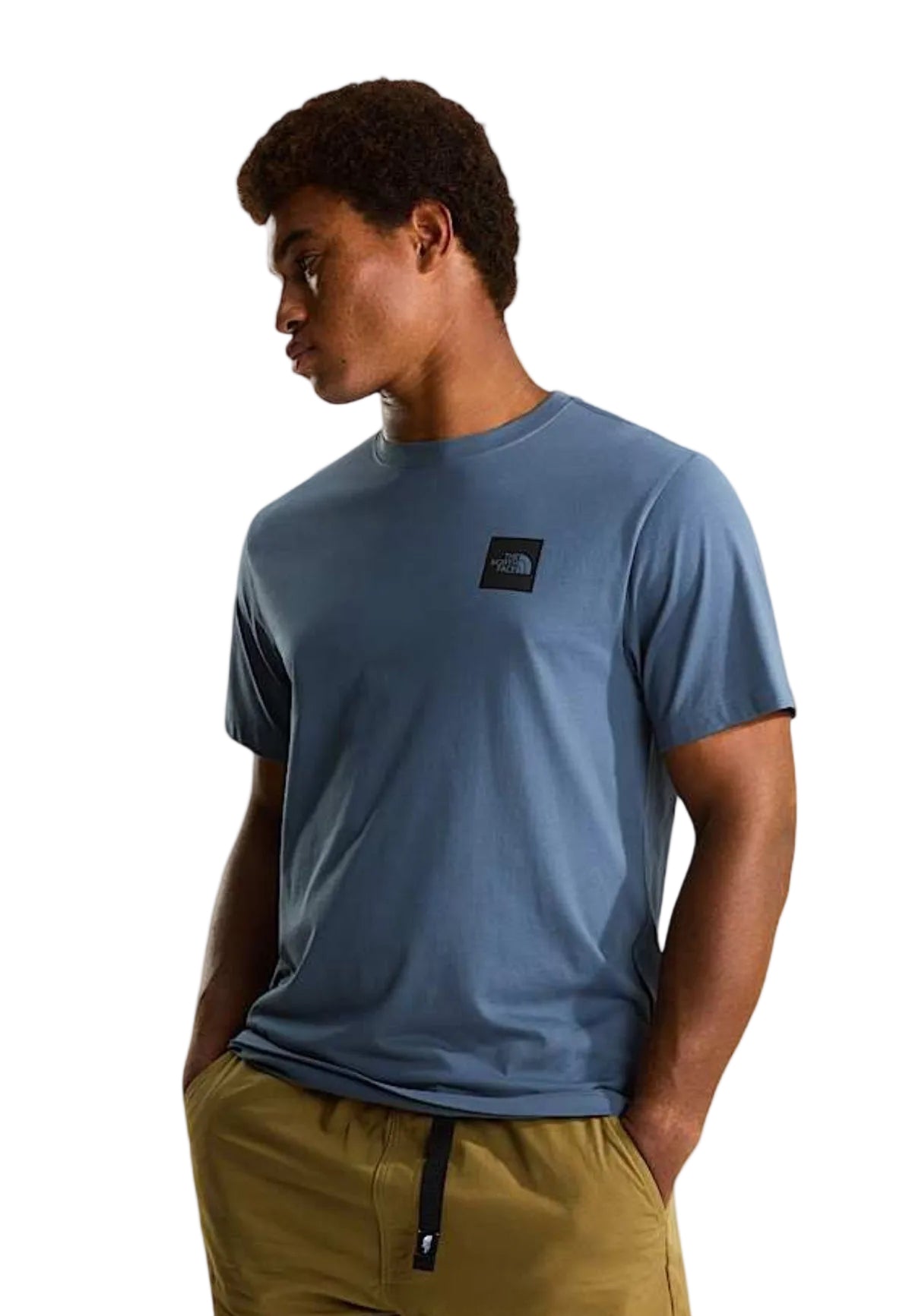 T-shirt grigia TNF Evolution Box Half Dome, vestibilità regular, tessuto traspirante con stampa logo a riquadro sul davanti. Vista frontale 