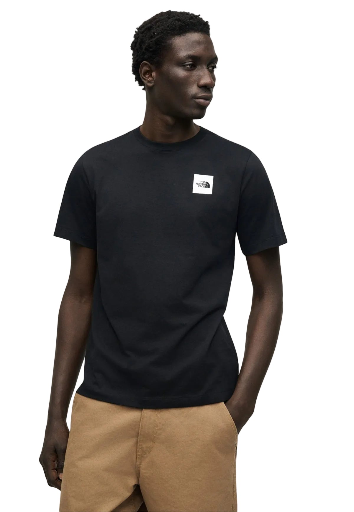 T-shirt nera TNF Evolution Box Half Dome, vestibilità regular, tessuto traspirante con stampa logo a riquadro sul davanti.