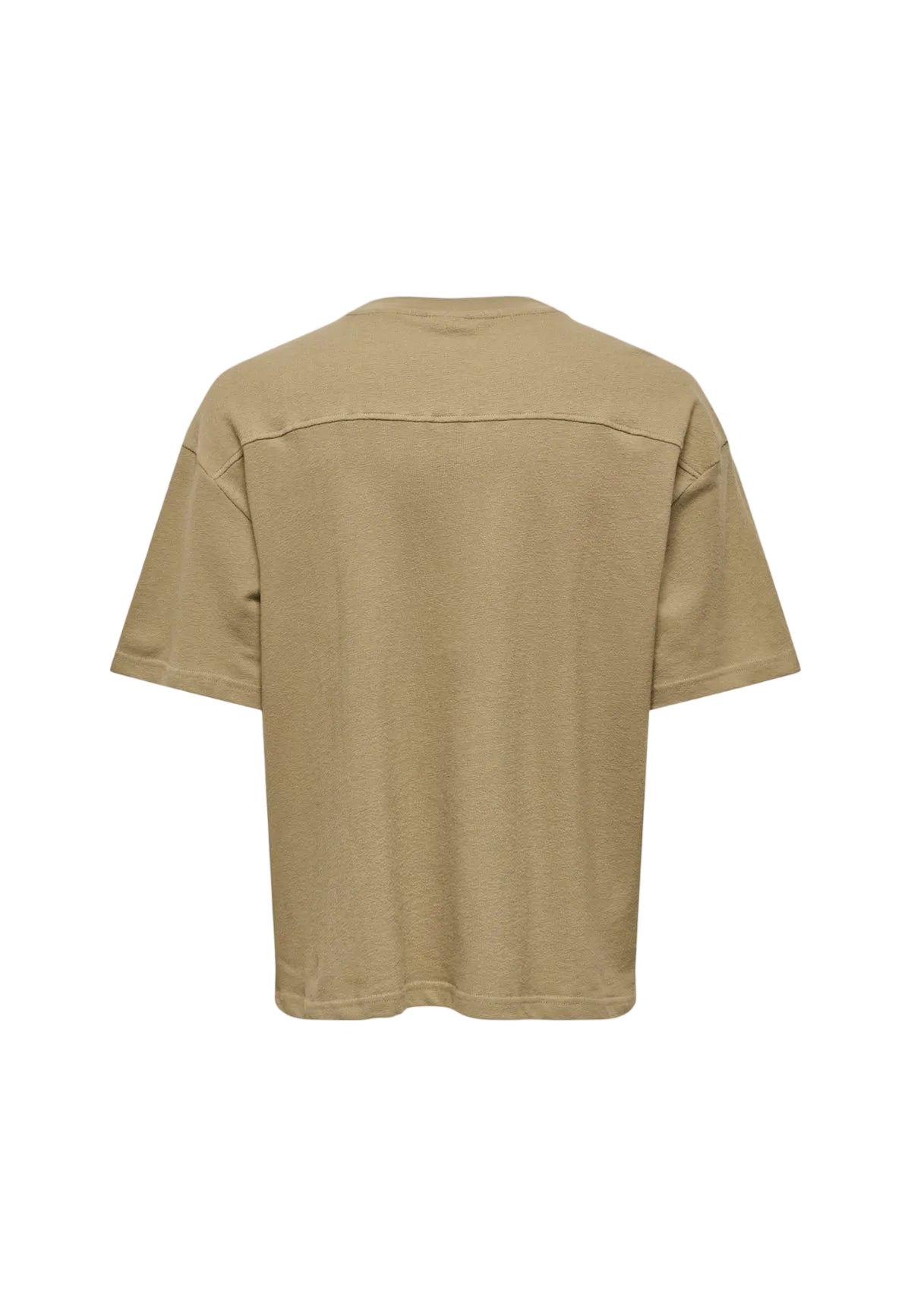T-shirt marrone Only & Sons Onslenny Ovz, vestibilità oversize in 100% cotone, maniche corte e linea ampia; capo basic essenziale per uno stile maschile moderno. Vista posteriore stesa 
