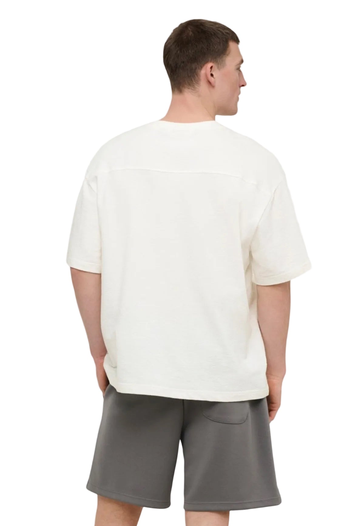 T-shirt bianca Only & Sons Onslenny Ovz, vestibilità oversize in 100% cotone, maniche corte e linea ampia; capo basic essenziale per uno stile maschile moderno. Vista posteriore
