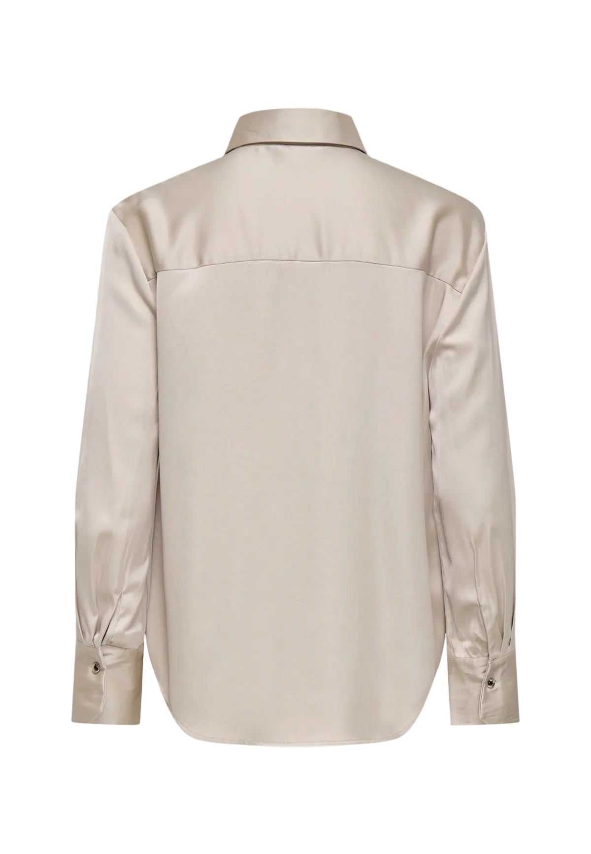 Camicia beige Only Onlzora Mika, misto viscosa e poliestere riciclato, maniche lunghe e chiusura a bottoni; tessuto morbido e traspirante dalla vestibilità confortevole. Vista posteriore 