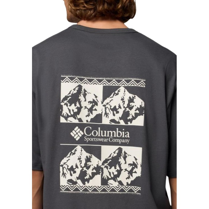 Columbia CSC™ Heavyweight T-shirt grigio, maglia uomo in cotone robusto; stile classico con stampa logo, tessuto ad alto spessore per un comfort prolungato e massima durata. Vista posteriore 