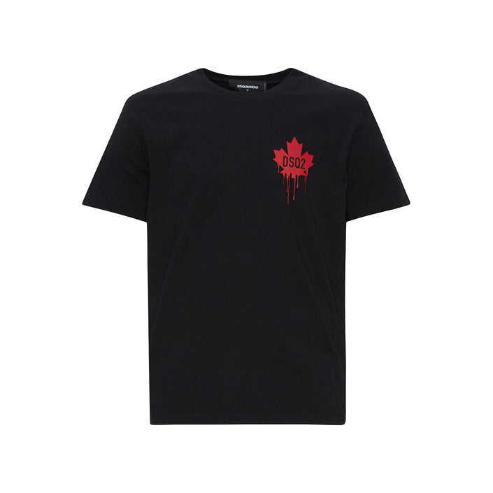 Dsquared2 T-Shirt Uomo Nera Stampa Manica Corta Scollo Tondo 100% Cotone Primavera/Estate V_31647