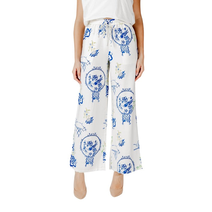 Ichi Pantaloni Donna Bianco Stampa Lacci 75% Viscosa 13% Lino 12% Poliammide Primavera/Estate 20122794