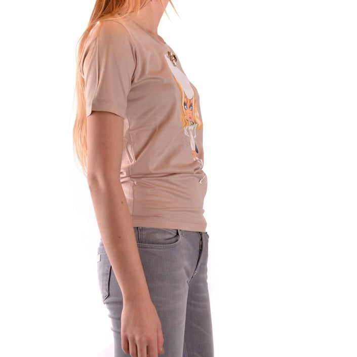 Dsquared T-Shirt Donna Beige Stampa Manica Corta Scollo Tondo 100% Cotone Primavera/Estate B_37088