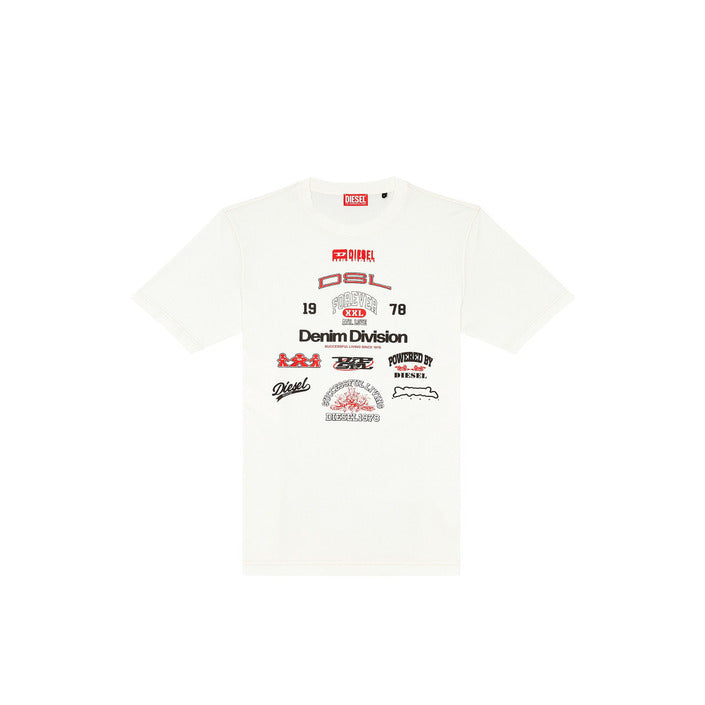 Diesel T-Shirt Uomo Bianca Stampa Manica Corta Scollo Tondo 100% Cotone Primavera/Estate V_31568