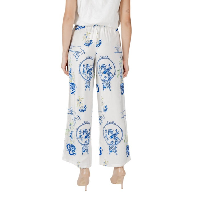 Ichi Pantaloni Donna Bianco Stampa Lacci 75% Viscosa 13% Lino 12% Poliammide Primavera/Estate 20122794