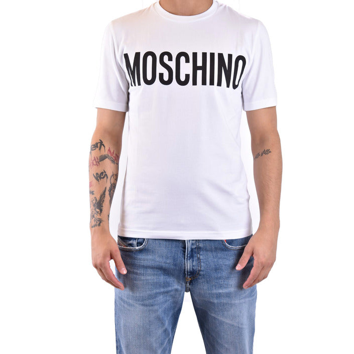 Moschino T-Shirt Uomo Bianca Stampa Manica Corta Scollo Tondo 100% Cotone Primavera/Estate V_30988