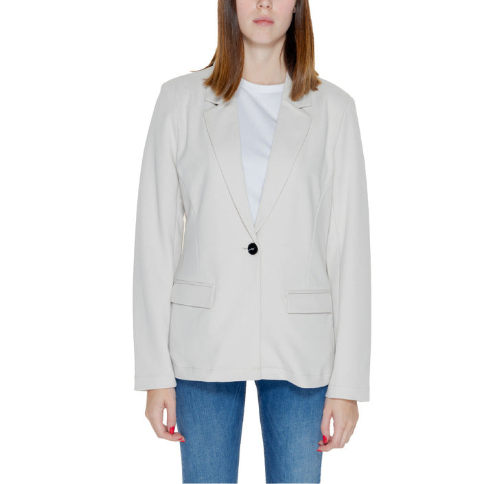 Only Giacca Donna Beige Monocromo Bottone Bavero Maniche Lunghe Tasche Anteriori 98% Poliestere 2% Elastan Primavera/Estate 15310967