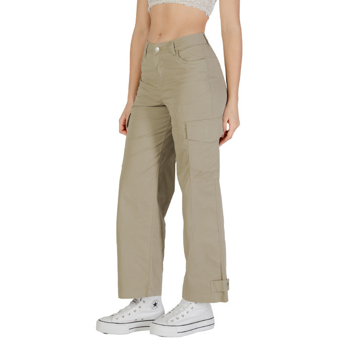 Only Pantaloni Donna Beige Zip e Bottone 98% Cotone 2% Elastan Primavera/Estate 15340493