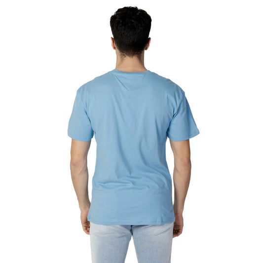 Tommy Hilfiger Jeans T-Shirt Uomo Azzurra Maniche Corte Scollo Tondo Cotone Organico 100% DM0DM16236