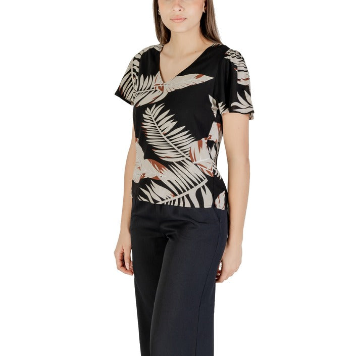Vero Moda Blusa Manica Corta Donna Beige Floreale Scollo V Viscosa 100% 10307987