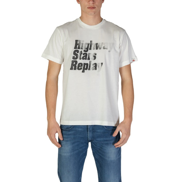 Replay T-Shirt Uomo Bianca Manica Corta Scollo Tondo 100% Cotone Primavera/Estate M3035.000.2660