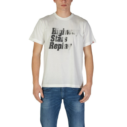 Replay T-Shirt Uomo Bianca Manica Corta Scollo Tondo 100% Cotone Primavera/Estate M3035.000.2660
