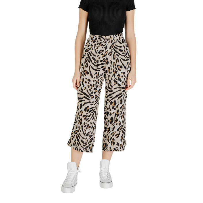 Ichi Pantaloni Donna Beige Leopardata Tasche Anteriori 100% Viscosa Primavera/Estate 20123004