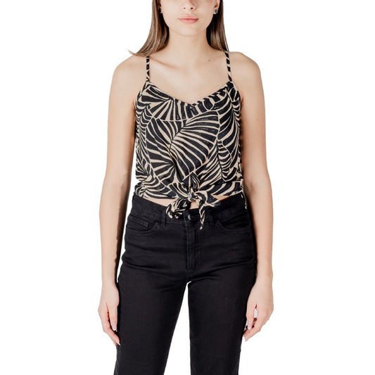 Only Top Donna Nero Floreale con Spalline Lacci Scollo a V 100% Viscosa Primavera/Estate 15256593