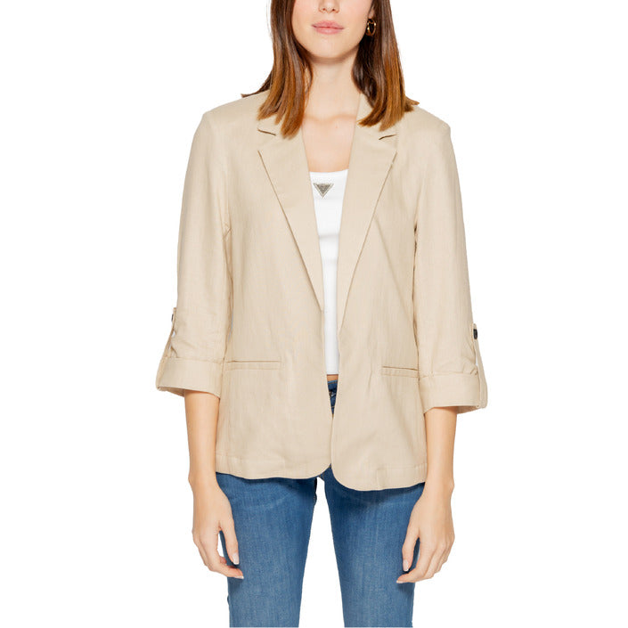 Only Giacca Donna Beige Monocromo Cerniera Maniche 3/4 Tasche Anteriori 55% Lino 45% Viscosa Primavera/Estate 15312199