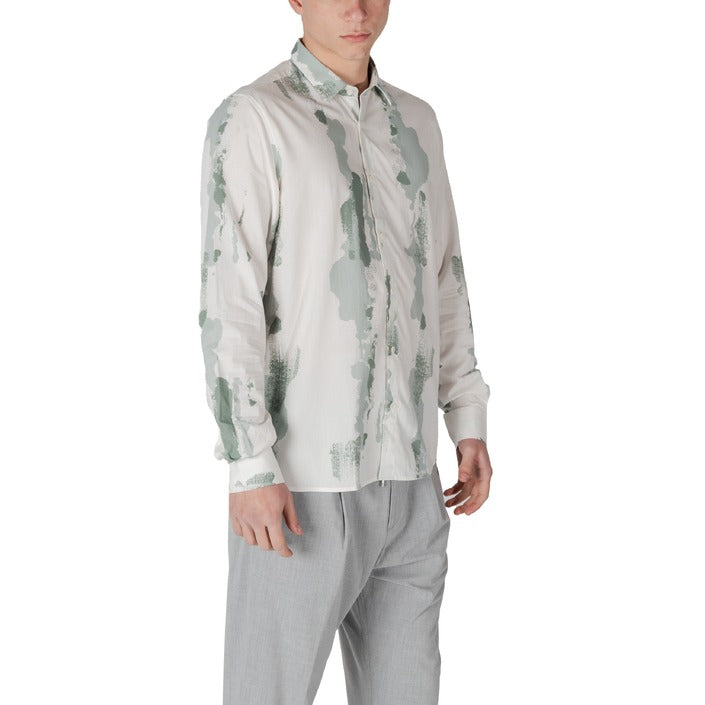 Antony Morato Camicia Uomo Verde Colorato Manica Lunga Bottoni Scollo Tondo Colletto Classico 50% Cotone 50% Viscosa Primavera/Estate MMSL00614-FA430644