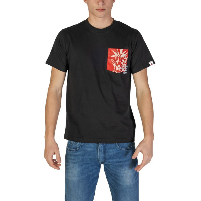 Replay T-Shirt Uomo Bianca Stampa Manica Corta Scollo Tondo 100% Cotone Primavera/Estate M3065.000.2660