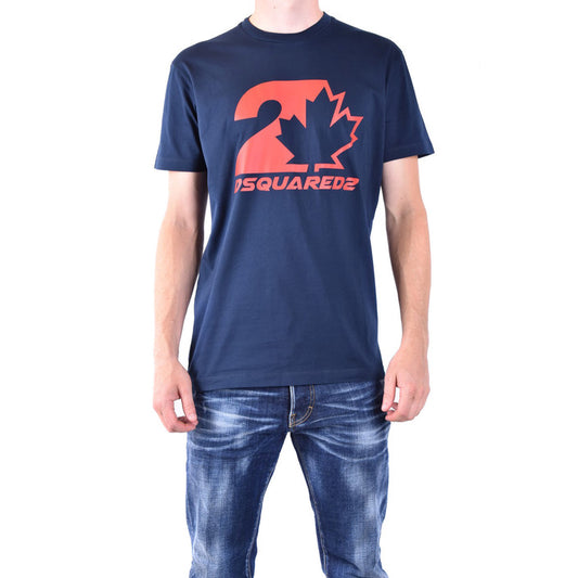 Dsquared2 T-Shirt Uomo Blu Stampa Manica Corta Scollo Tondo 100% Cotone Primavera/Estate V_29469