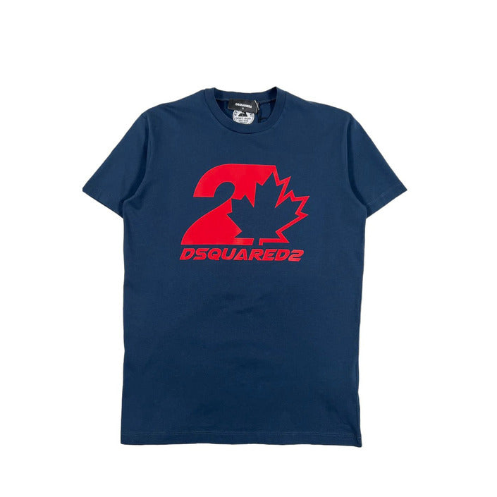 Dsquared2 T-Shirt Uomo Blu Stampa Manica Corta Scollo Tondo 100% Cotone Primavera/Estate V_29469