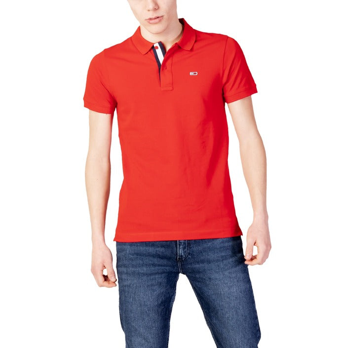Tommy Hilfiger Jeans Polo Uomo Rosso Manica Corta Colletto Polo Bottoni Cotone 100% Primavera Estate TJM SLIM PLACKET POL