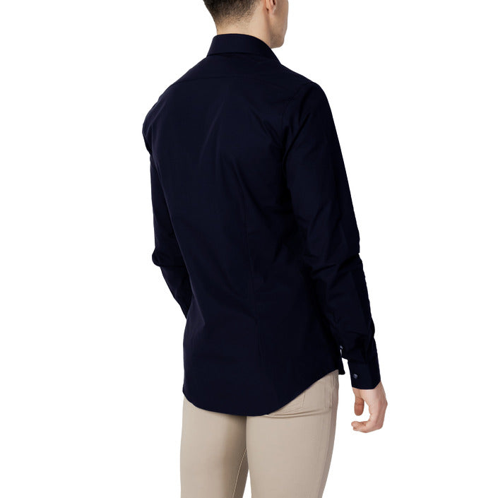 Calvin Klein Camicia Uomo Blu Monocromo Manica Lunga Bottoni 100% Cotone Primavera/Estate K10K103025