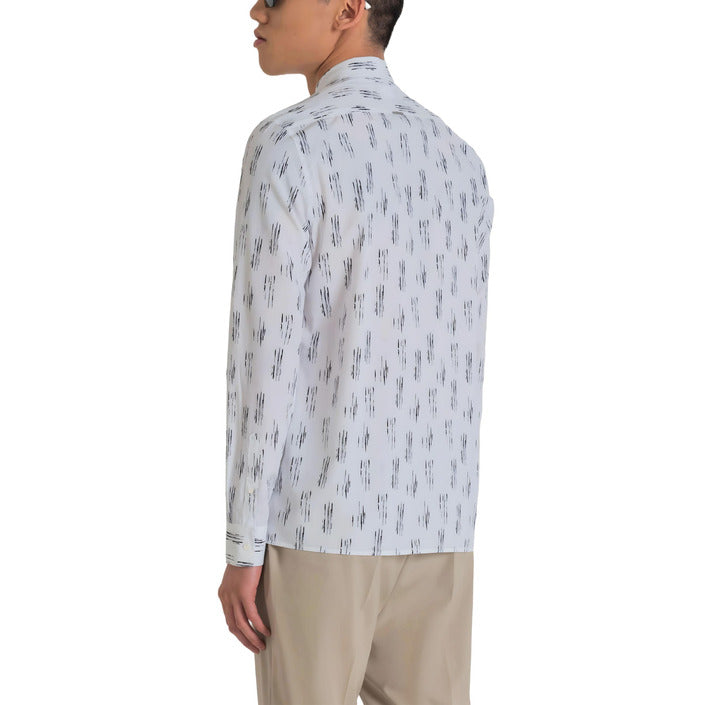 Antony Morato Camicia Uomo Bianco Stampa Manica Lunga Bottoni Colletto Classico 50% Cotone 50% Viscosa Primavera/Estate MMSL00614-FA430593