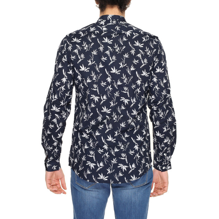 Antony Morato Camicia Uomo Blu Floreale Manica Lunga Bottoni Colletto alla Coreana 100% Cotone Primavera/Estate MMSL00631-FA430609