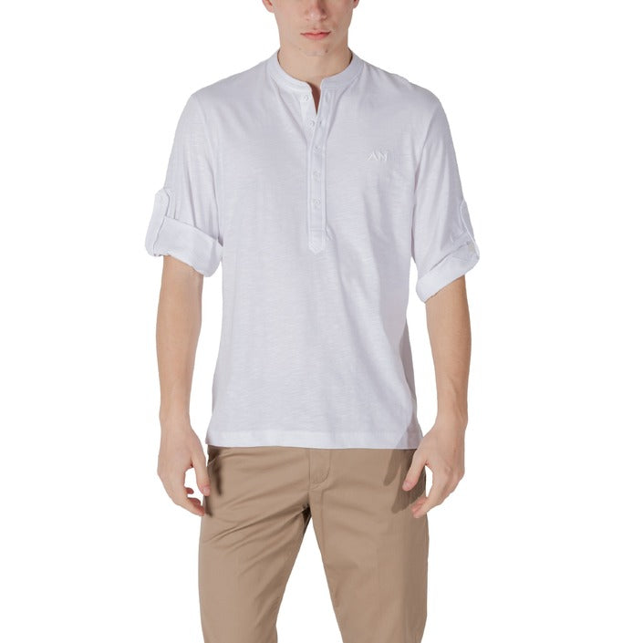 Antony Morato Polo Uomo Verde Bottoni Colletto Coreana Scollo Tondo Maniche 3/4 100% Cotone Primavera/Estate MMKL00334-FA100260