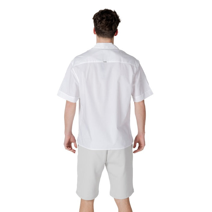 Antony Morato Camicia Uomo Bianco Manica Corta Bottoni Scollo a V Colletto Classico Tasche Anteriori 45% Cotone 55% Lyocell Primavera/Estate MMSS00185-FA400098