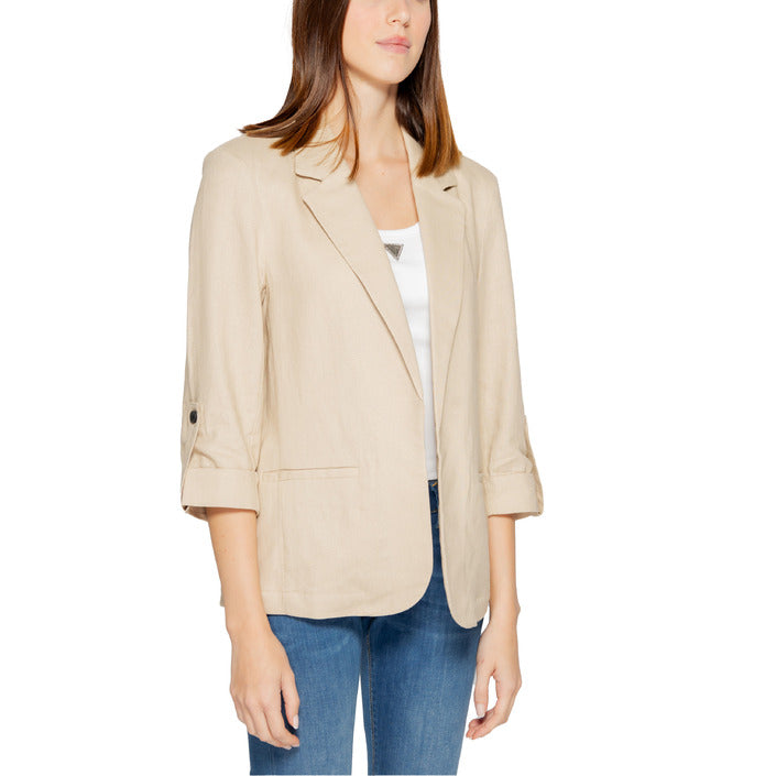 Only Giacca Donna Beige Monocromo Cerniera Maniche 3/4 Tasche Anteriori 55% Lino 45% Viscosa Primavera/Estate 15312199