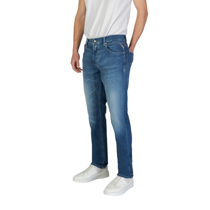 Replay Jeans Uomo Blu in Cotone 99% Lycra 1% con Zip e Bottone Tasche Anteriori e Posteriori Primavera/Estate M1021.000.573 842